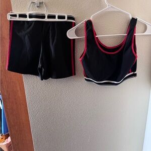 Advance Apparels Black and Red Sports Bra Set